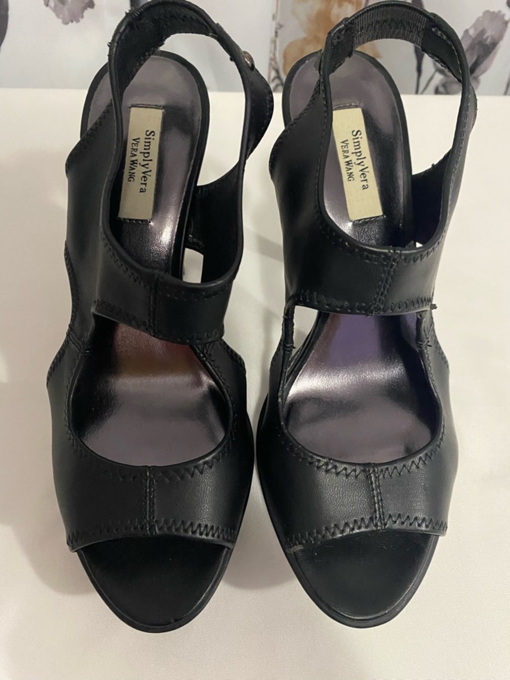 Simply Vera Black Platform  Slip On High Heels Faux Leather Size 7.5
